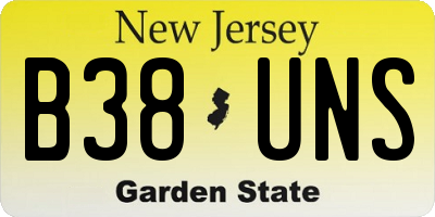 NJ license plate B38UNS