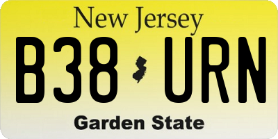 NJ license plate B38URN