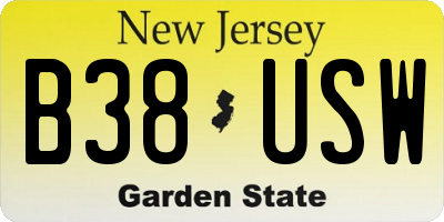NJ license plate B38USW