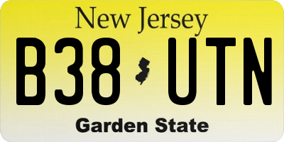 NJ license plate B38UTN