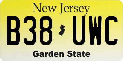 NJ license plate B38UWC