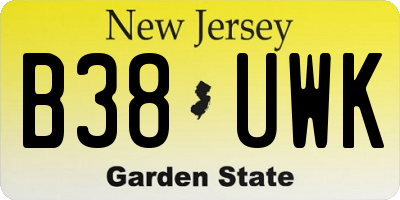 NJ license plate B38UWK