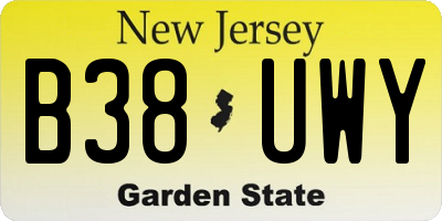 NJ license plate B38UWY