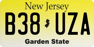 NJ license plate B38UZA
