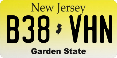 NJ license plate B38VHN