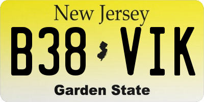 NJ license plate B38VIK