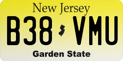 NJ license plate B38VMU