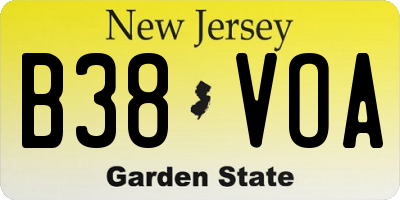 NJ license plate B38VOA