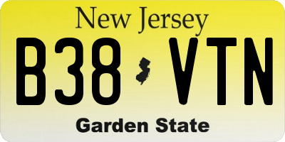 NJ license plate B38VTN