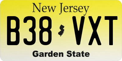 NJ license plate B38VXT