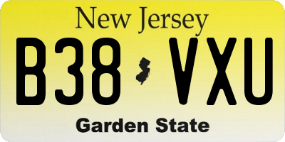 NJ license plate B38VXU