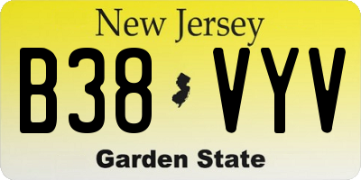 NJ license plate B38VYV