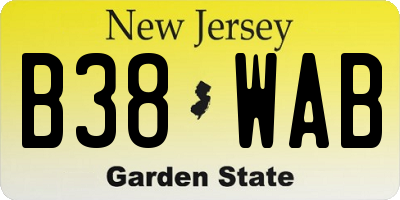 NJ license plate B38WAB