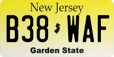 NJ license plate B38WAF
