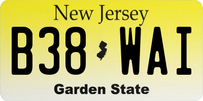 NJ license plate B38WAI
