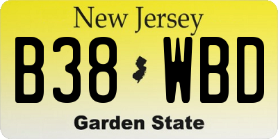 NJ license plate B38WBD