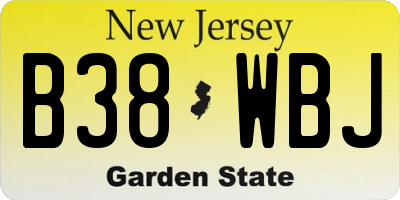 NJ license plate B38WBJ