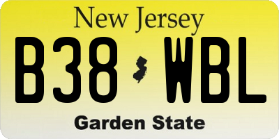 NJ license plate B38WBL
