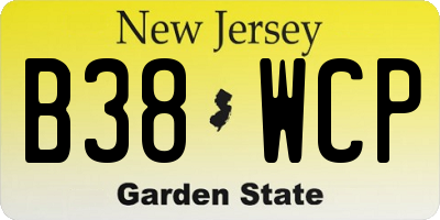 NJ license plate B38WCP