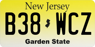 NJ license plate B38WCZ