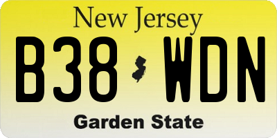 NJ license plate B38WDN
