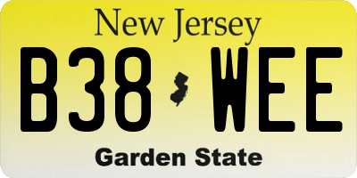 NJ license plate B38WEE