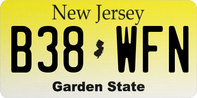 NJ license plate B38WFN