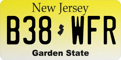 NJ license plate B38WFR