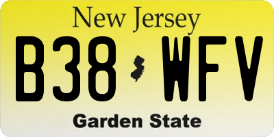 NJ license plate B38WFV