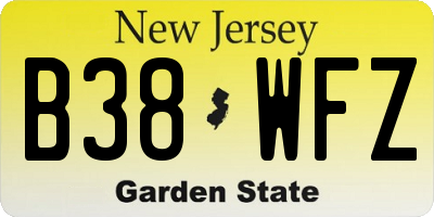 NJ license plate B38WFZ