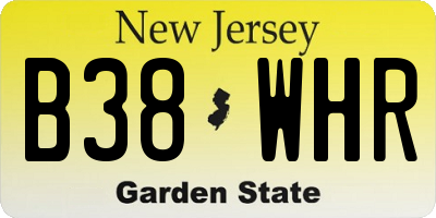 NJ license plate B38WHR