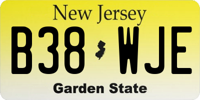 NJ license plate B38WJE