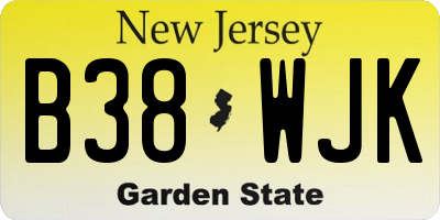 NJ license plate B38WJK