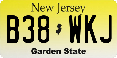 NJ license plate B38WKJ