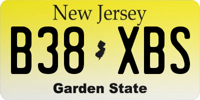 NJ license plate B38XBS