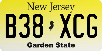 NJ license plate B38XCG