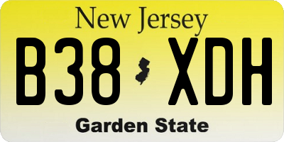 NJ license plate B38XDH