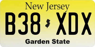 NJ license plate B38XDX