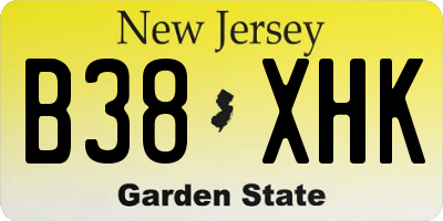 NJ license plate B38XHK