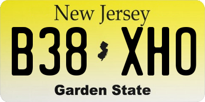 NJ license plate B38XHO