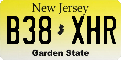 NJ license plate B38XHR