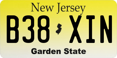 NJ license plate B38XIN