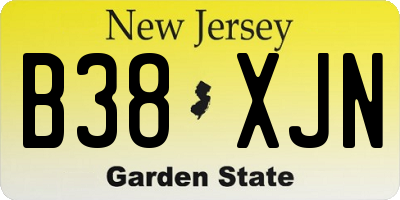 NJ license plate B38XJN