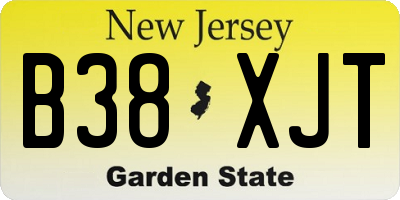 NJ license plate B38XJT