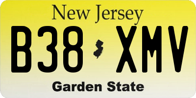 NJ license plate B38XMV