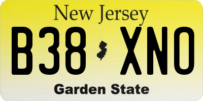 NJ license plate B38XNO