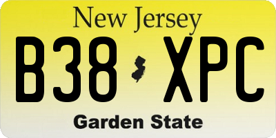 NJ license plate B38XPC
