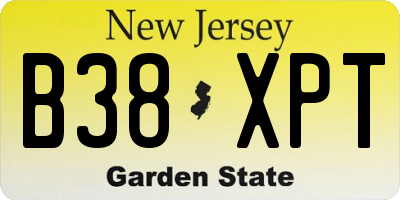 NJ license plate B38XPT