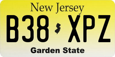NJ license plate B38XPZ