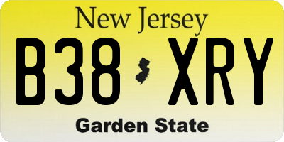 NJ license plate B38XRY